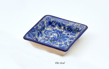 Bandeja 11x11cm Flor Azul