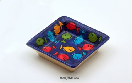 Bandeja 11x11cm Peces fondo azul