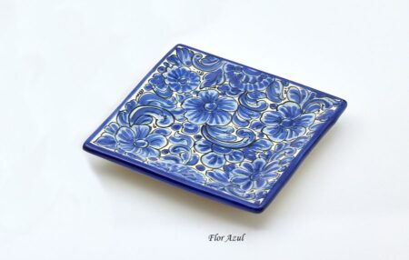 Bandeja 15x15cm Flor Azul