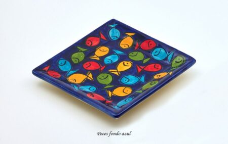 Bandeja 15x15cm Peces fondo azul