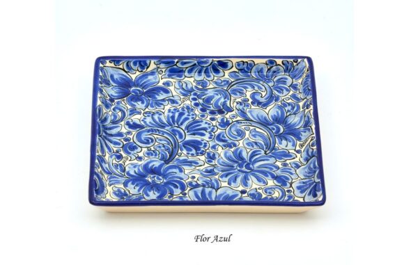 Bandeja 23x23cm Flor Azul