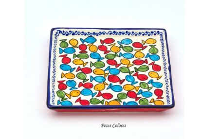 Bandeja 23x23cm Peces Colores Ceramica Artesanal