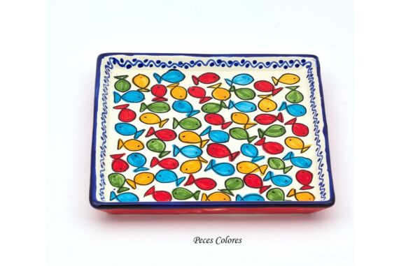 Bandeja 23x23cm Peces Colores Ceramica Artesanal