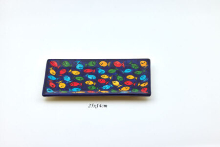 Bandeja 26x14cm Peces fondo azul