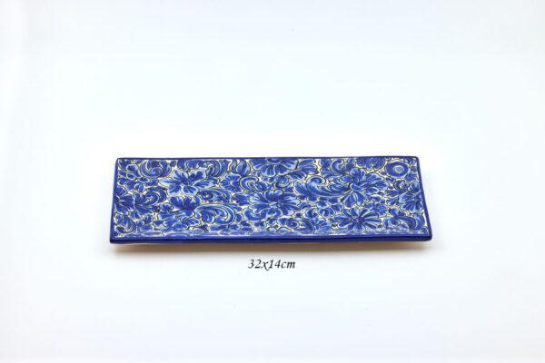 Bandeja 32x14cm Flor Azul