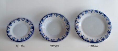 6 Platos Llanos Vajilla Cenefa Flor Azul VA04 - Vajillas Santis.  Fabricantes de Cerámica Artesanal